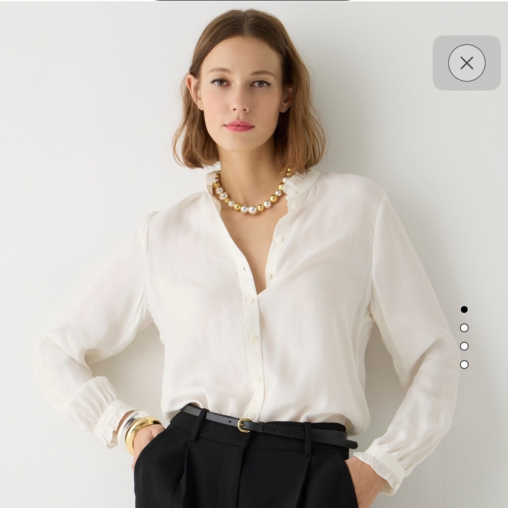 J.Crew Drapey Cupro-Blend Ruffle-Trim Shirt (XS)